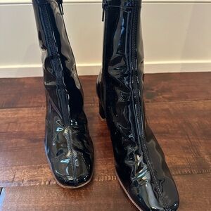By Far Black Patent Leather Booties